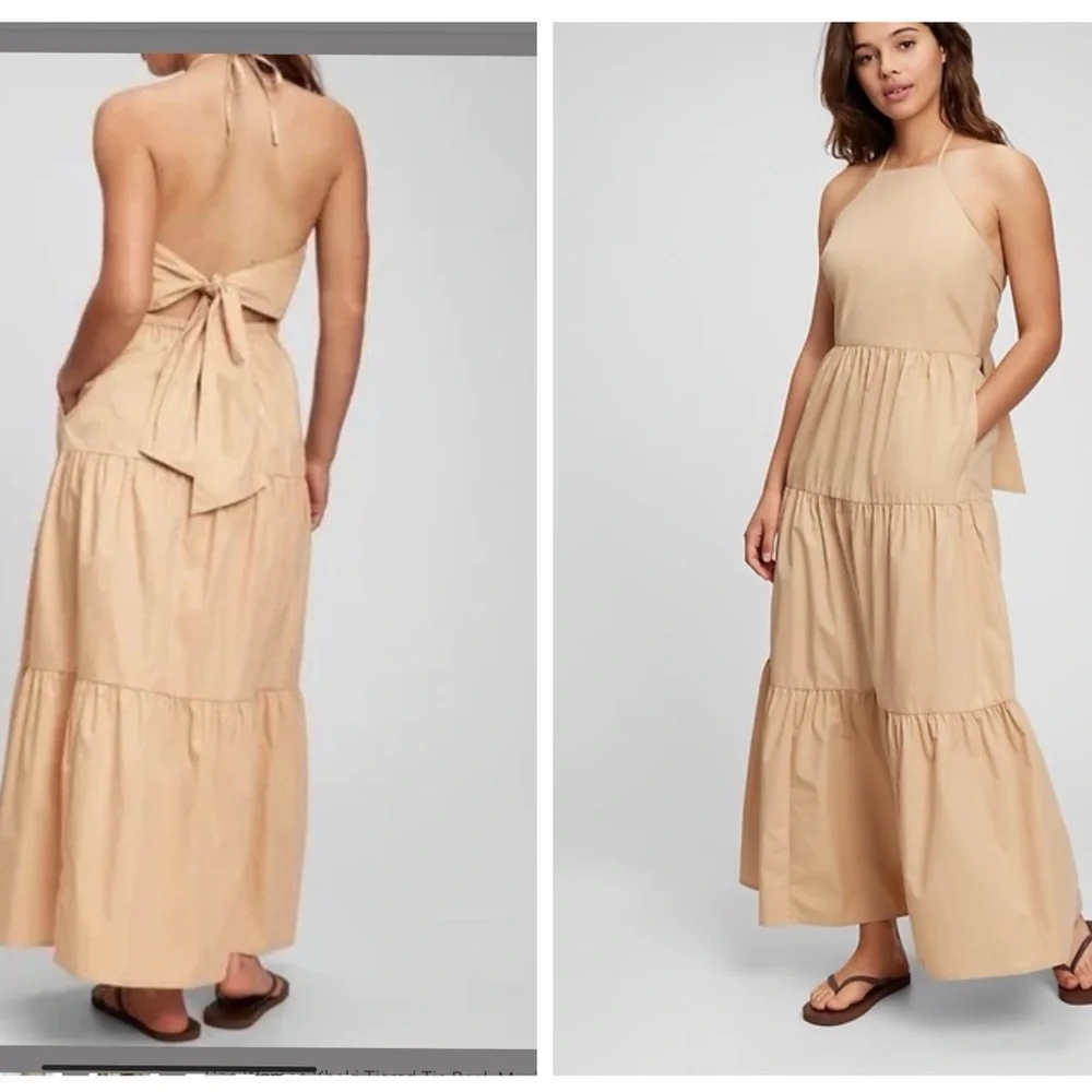 GAP Tie back halter maxi dress Size 10 New with tag Sand beige color